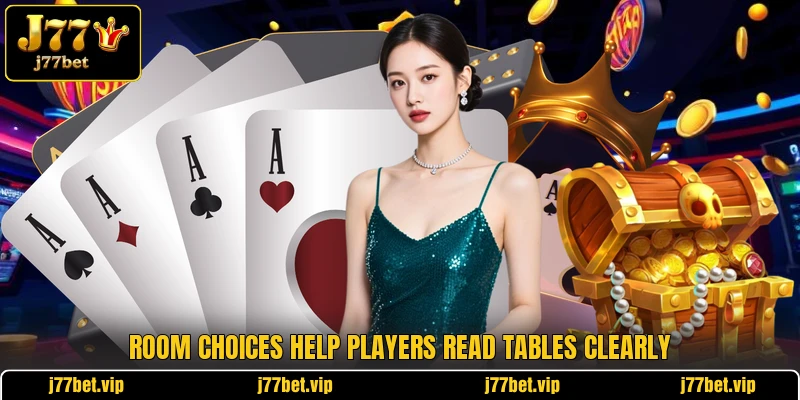 Room choices help players read tables clearly Room choices help players read tables clearly